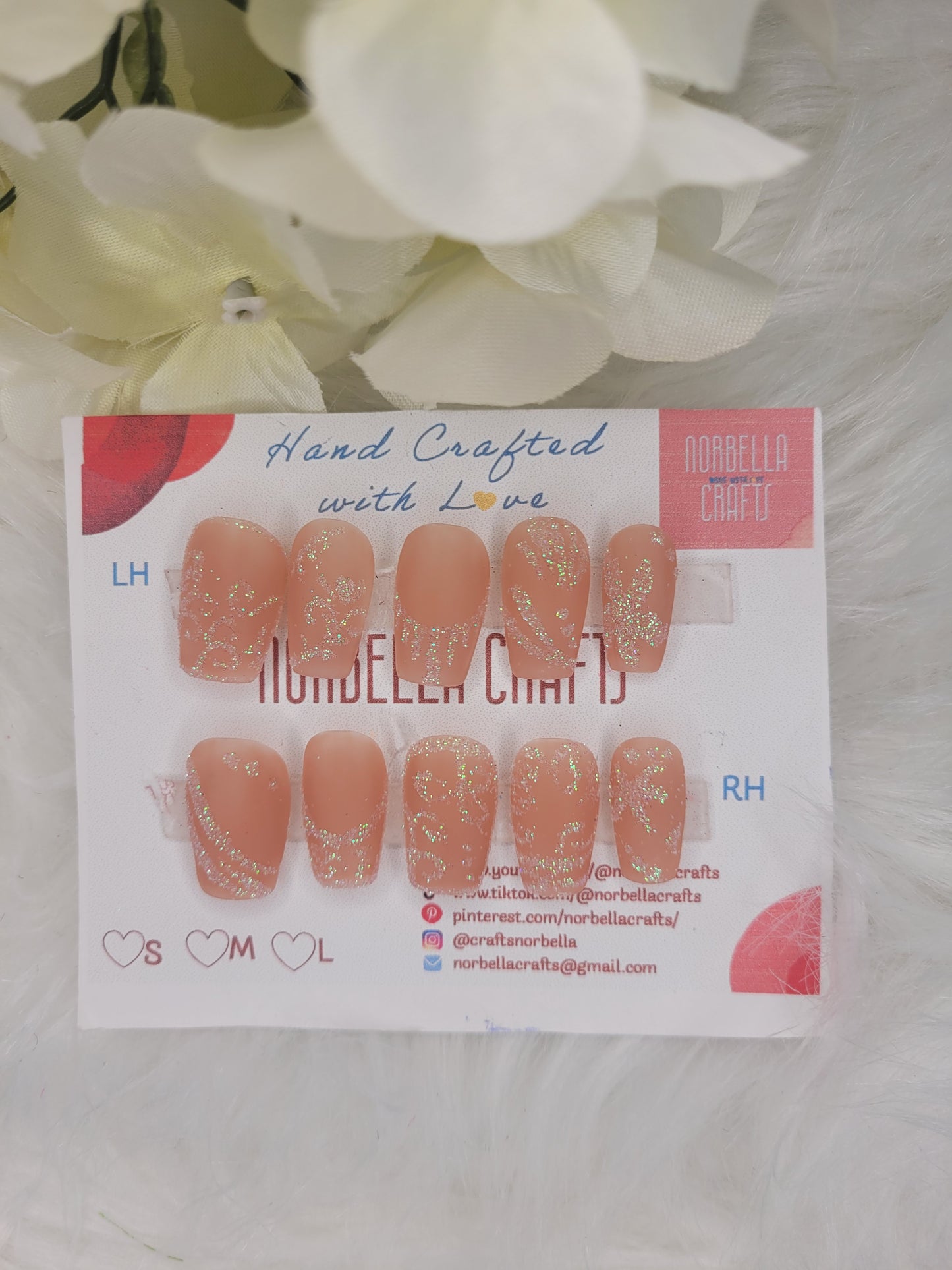 Nail art design sheet with nail images on a white background