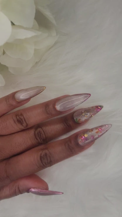 video of floral cat eye nail