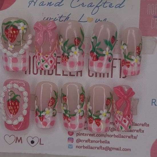 video displaying strawberry shortcake nails