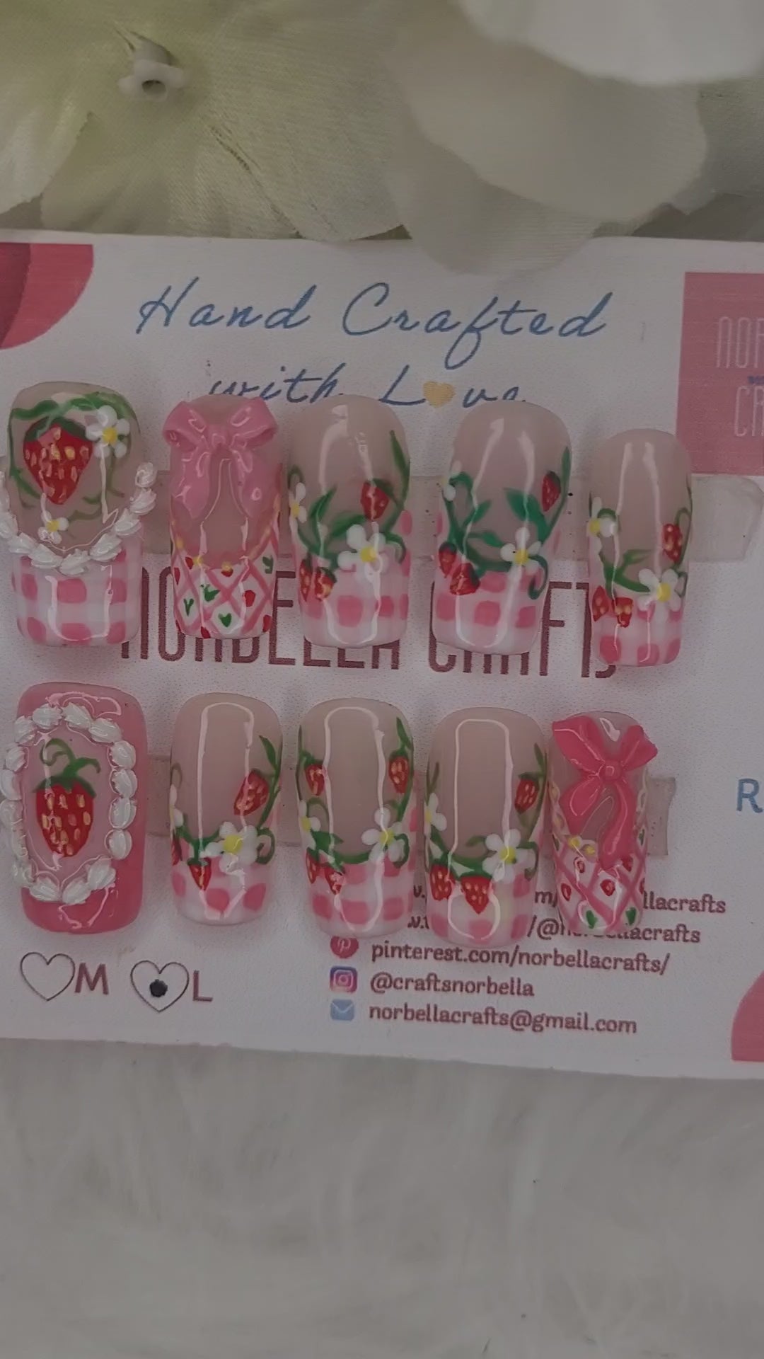 video displaying strawberry shortcake nails
